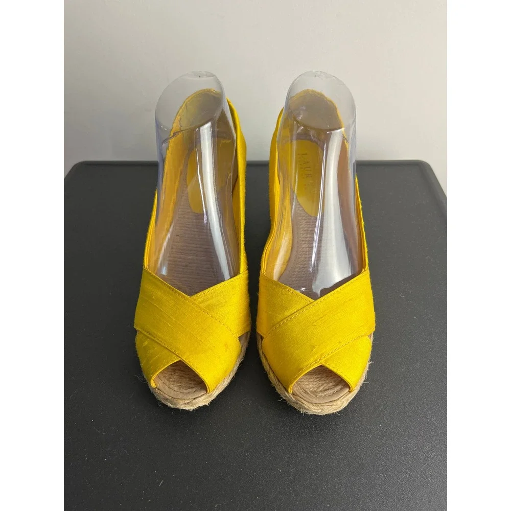 Lauren Ralph Lauren Wedge Sandals Espadrille Peep Toe Resort Summer Coastal
